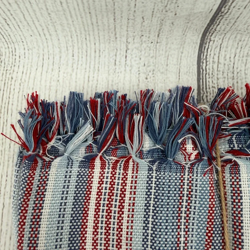 Tommy Bahama Tablecloth 60x104 Blue Red White Striped Coastal Woven Fringed